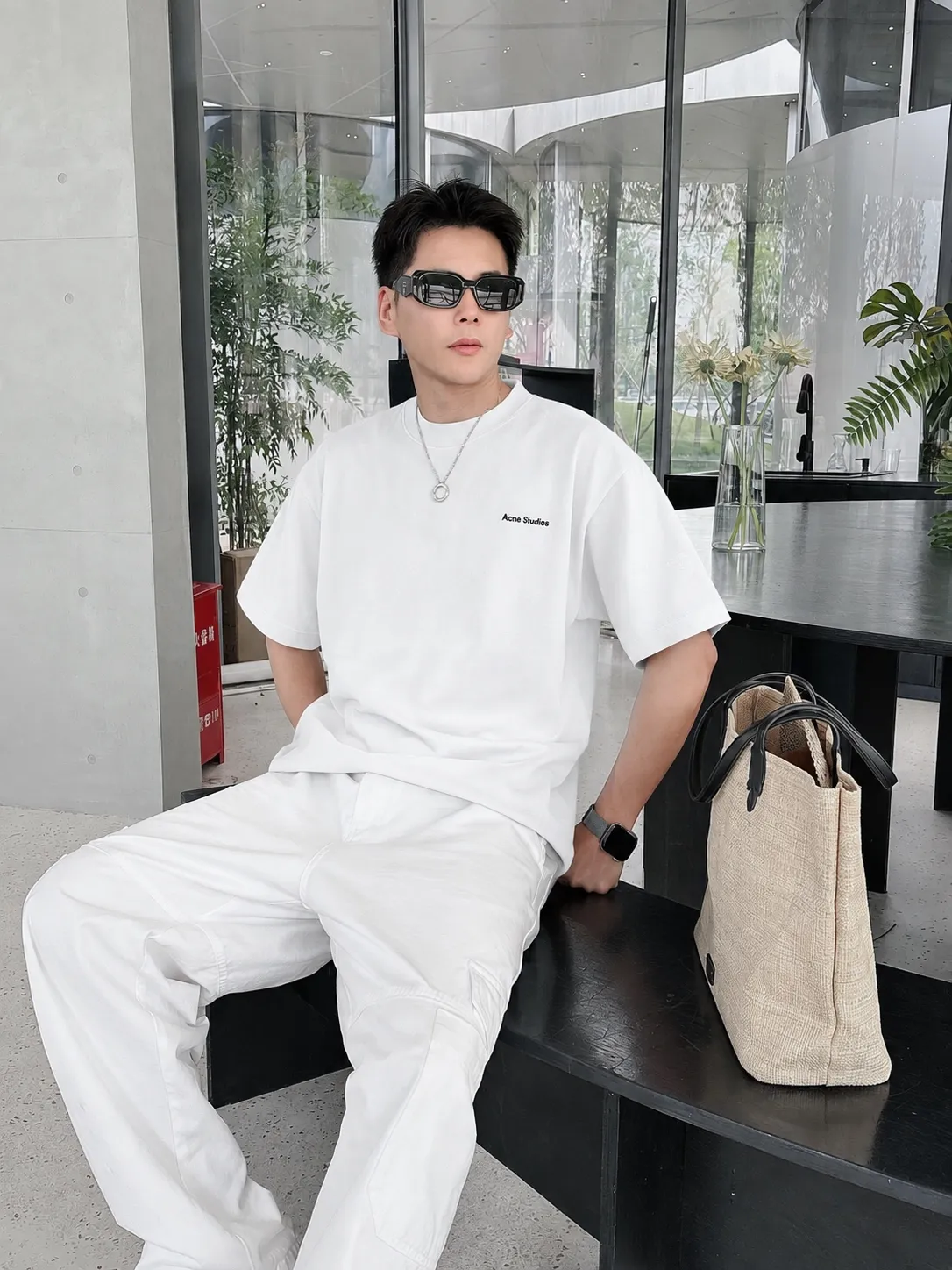 Acne*Studios*2026Ss exclusive couple Hot Sale g high-count T-shirt "different currency fabric" short-sleeved tee negative ion upper body is very comfortable, Same Style half-sleeve for men and women, dropped shoulders and loose fit Color: Black White Coffee Brown Size: S (90-130 pounds) M (125-150 pounds) L (135-165 pounds) XL (160-190 pounds) XXL (185 pounds)